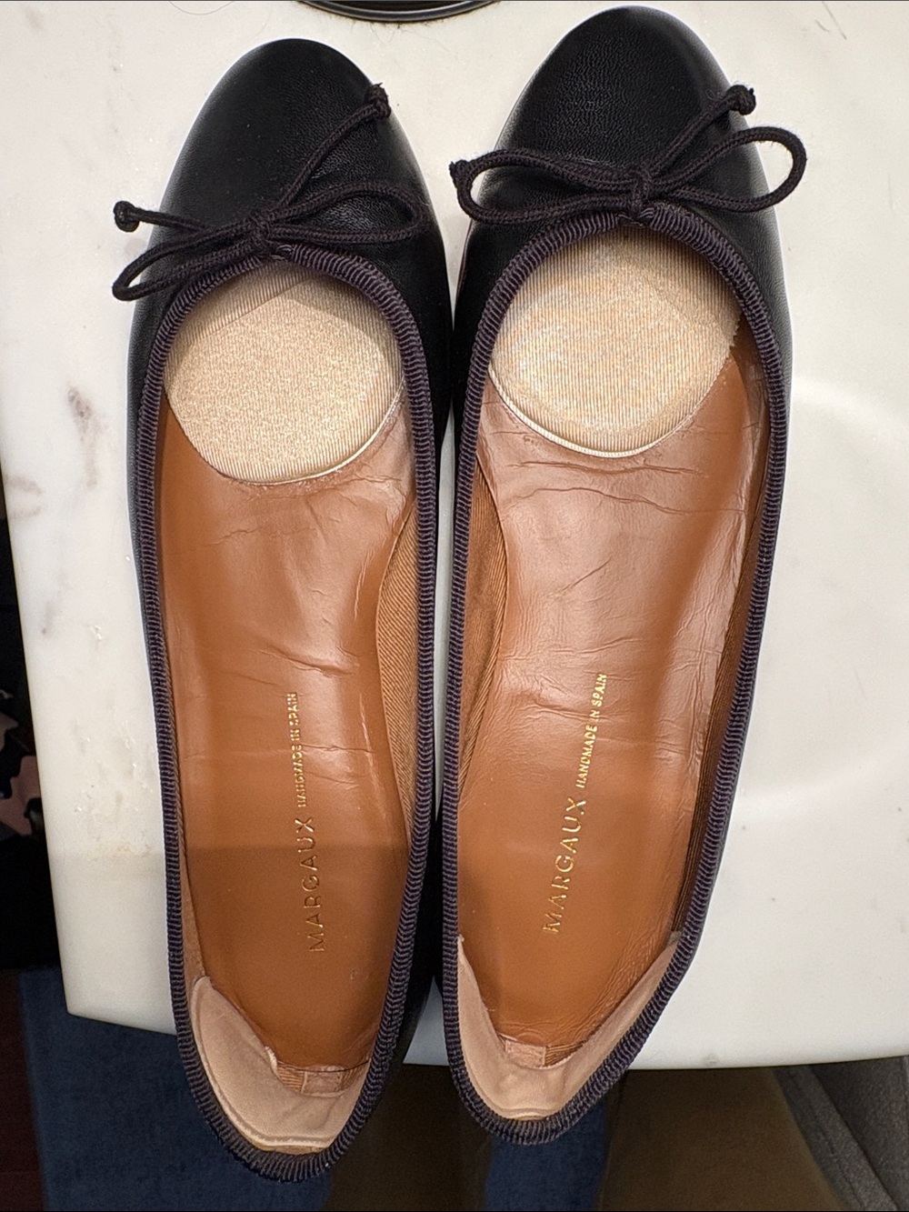 Margaux Black Leather Bow Flats
